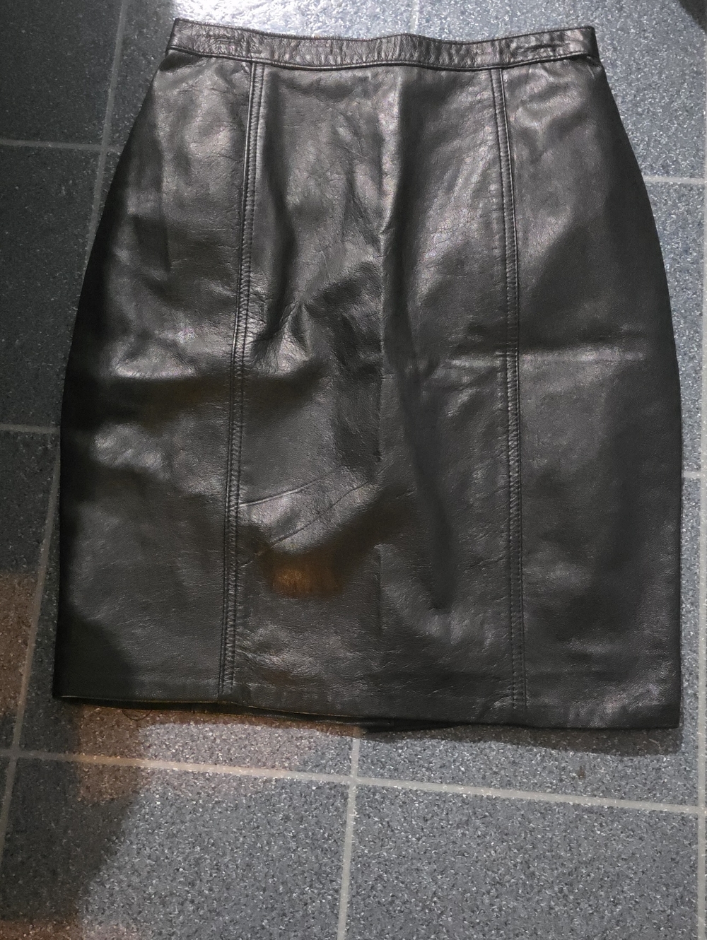 Vera Pelle Black Leather Pencil Skirt
